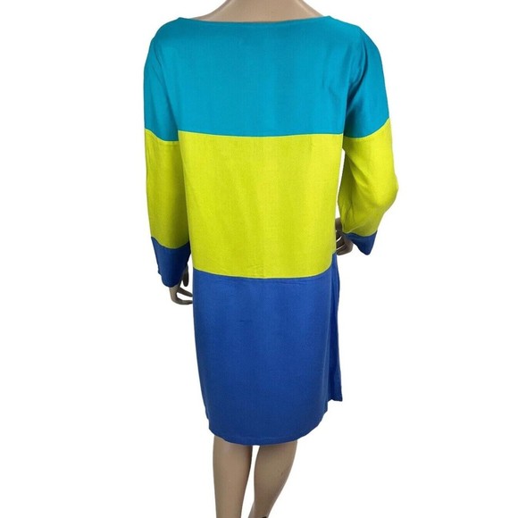 Maeve Anthropologie Colorblock Shift Dress Sz 10 Rayon Long Sleeve - Picture 6 of 10
